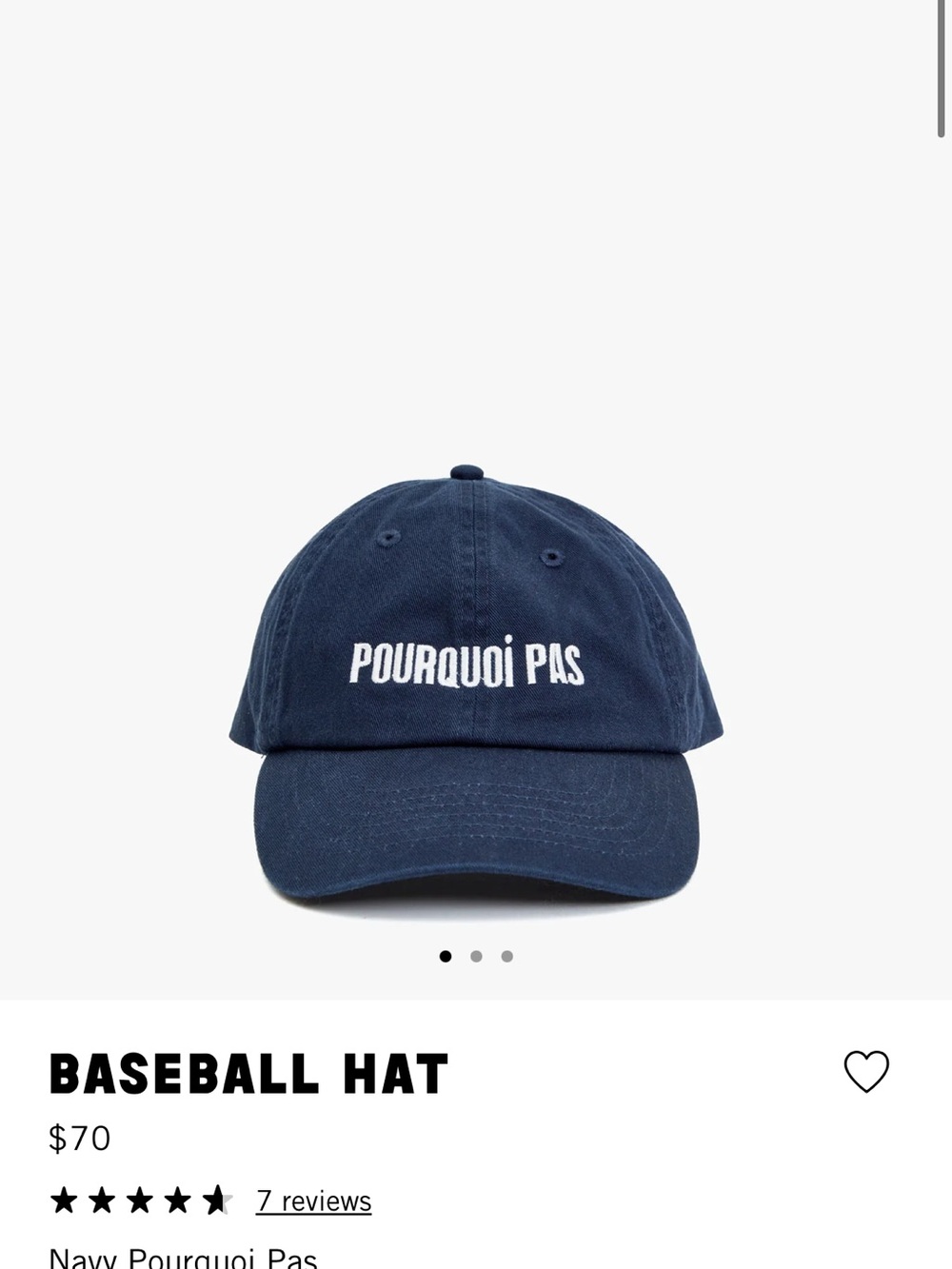 NWT Clare V Baseball Hat in Navy “Porquois Pas”